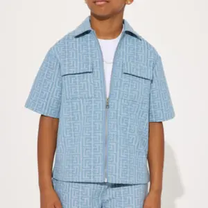 Jacquard Zip Shirt - Blue