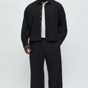 Straight Striped Trouser - Black