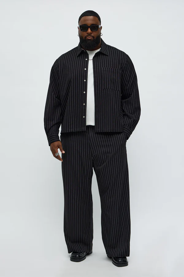 Straight Striped Trouser - Black