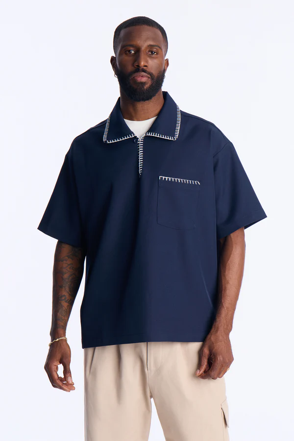 Hyde Stitch Polo - Navy