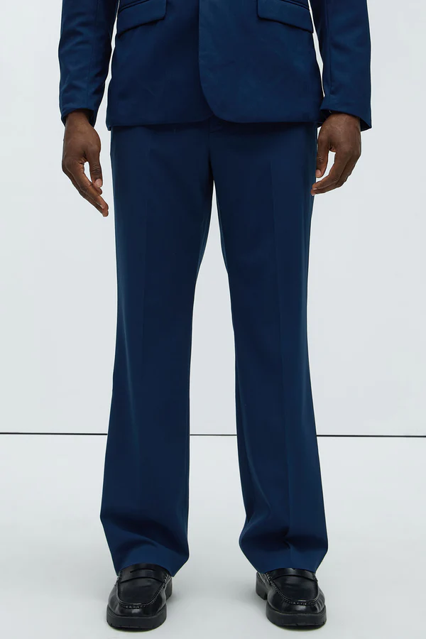 Stretch Straight Trousers - Navy